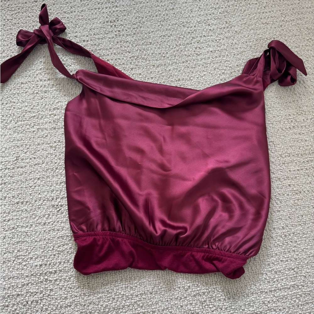 Le Lis Burgundy Satin Bodysuit